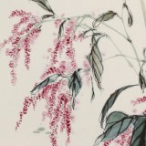【已售】陳薪名《花穗迎秋結(jié)晚紅》中美協(xié)會員 第六屆全國花鳥畫展金獎獲得者