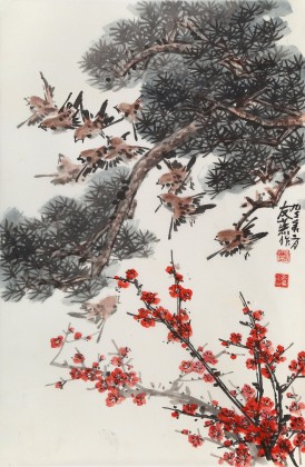 鄒友蒸 《無(wú)限春暉》1993年作 已故山野派繪畫(huà)大家