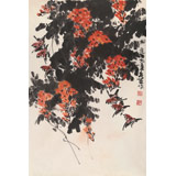 鄒友蒸 《雀趣圖》1993年作 已故山野派繪畫大家