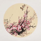 【已售】鄒本財 團(tuán)扇《迎春圖》 公主嶺市美協(xié)常務(wù)副主席