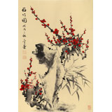 【已售】何華賢 四尺三開(kāi)《梅竹圖》 潁淮書(shū)畫(huà)名家