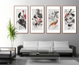 邢書(shū)波 四條屏《錦上添花》 中美協(xié)會(huì)員 清華美院創(chuàng)作班導(dǎo)師（詢價(jià)）