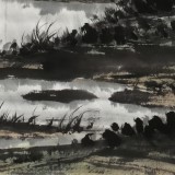 【已售】劉金河 四尺三開《春雨瀟瀟》 中美協(xié)會員 （詢價）