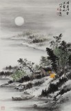 劉金河 四尺三開《月在浮云淺處明》 中美協(xié)會員 （詢價）