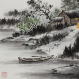 劉金河 四尺三開《月在浮云淺處明》 中美協(xié)會員 （詢價）