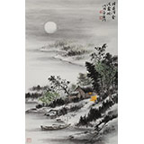 劉金河 四尺三開《月在浮云淺處明》 中美協(xié)會(huì)員 （詢價(jià)）
