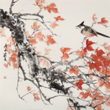 陳薪名 四尺斗方《楓葉紅時覺勝春》中美協(xié)會員吉祥水墨 第六屆全國花鳥畫展金獎獲得者