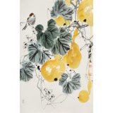 【已售】陳薪名《五福臨門》中美協(xié)會員 第六屆全國花鳥畫展金獎獲得者