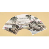 【已售】鄒本財(cái) 卡紙扇面《春曉》 公主嶺市美協(xié)常務(wù)副主席