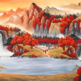 【已售】吳東 小六尺《旭日東升》 著名易經風水畫家