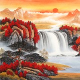 【已售】吳東 小六尺《旭日東升》 著名易經風水畫家