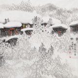 名家趙金鸰太行雪村系列之四尺《瑞雪》(詢(xún)價(jià))