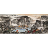 中美協(xié)會(huì)員 曹來(lái)賓 八尺精品山水畫(huà)《霞映石林蒼山醉》