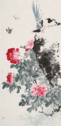 【已售】陳薪名 四尺《花開富貴》 中美協(xié)會員 第六屆全國花鳥畫展金獎獲得者