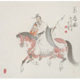 曹建濤 四尺斗方《策馬圖》 獨具特色水墨人物畫家