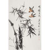 何華賢 四尺三開《竹報平安》 潁淮書畫名家