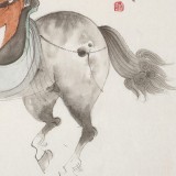 【已售】曹建濤 四尺斗方《策馬圖》 獨(dú)具特色水墨人物畫家
