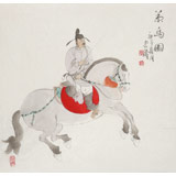 曹建濤 四尺斗方《策馬圖》 獨具特色水墨人物畫家