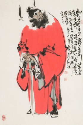 【已售】連紅武 四尺三開(kāi)《鎮(zhèn)宅圖》 徐悲鴻畫(huà)院華北分院副院長(zhǎng)