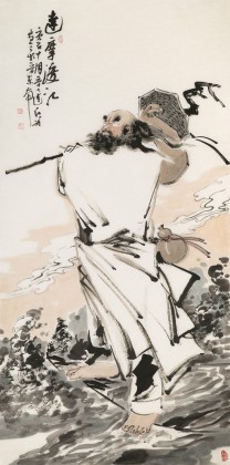 【已售】連紅武 四尺《達(dá)摩渡江》 徐悲鴻畫(huà)院華北分院副院長(zhǎng)