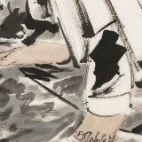 【已售】連紅武 四尺《達(dá)摩渡江》 徐悲鴻畫(huà)院華北分院副院長(zhǎng)