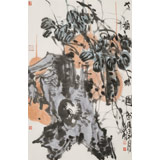 崔春剛 四尺三開《大福祿圖》 青年才俊 中國當代書畫研究院理事