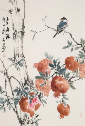 【已售】陳薪名 四尺三開《多子多?！?中美協(xié)會員 第六屆全國花鳥畫展金獎獲得者