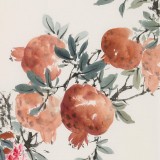 【已售】陳薪名 四尺三開《多子多?！?中美協(xié)會員 第六屆全國花鳥畫展金獎獲得者