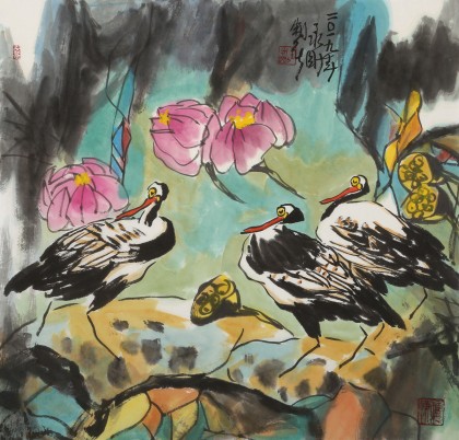 王永剛 三尺斗方《池趣》 國(guó)家一級(jí)美術(shù)師（詢價(jià)）