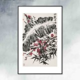 崔春剛 四尺三開《竹報(bào)平安》 青年才俊 中國當(dāng)代書畫研究院理事