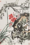 崔春剛 四尺三開《花開富貴》 青年才俊 中國當(dāng)代書畫研究院理事