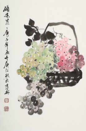 庾超然 四尺三開《碩果圖》 黃鶴樓書畫院院長