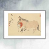 曹建濤 四尺三開《馬到成功》 獨(dú)具特色水墨人物畫家