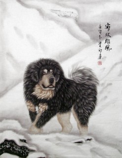 精品國(guó)畫(huà)藏獒《雪域雄風(fēng)》